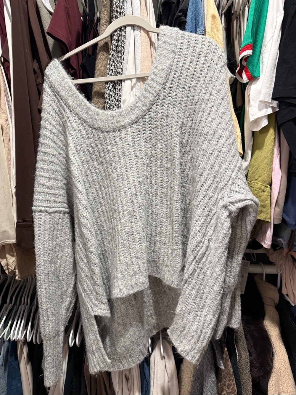Free people Oversized knit Sweater in Light Gray